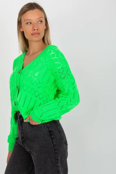 Dámský fluo zelený letní svetr s knoflíky Fashionhunters