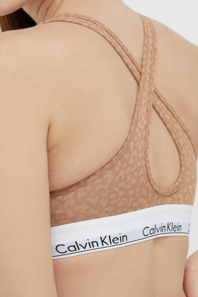 Dámská sportovní podprsenka 4625 W1N860 hnědávzor - Calvin Klein
