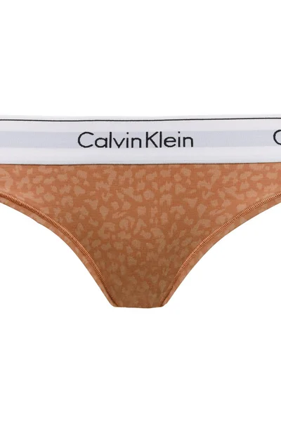 Dámské kalhotky O87L63 K8V6 hnědávzor - Calvin Klein