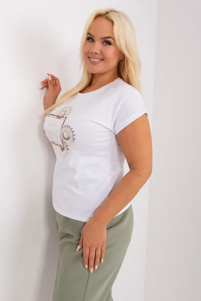 Královská bílá plus size dámská halenka s ohrnutými rukávy