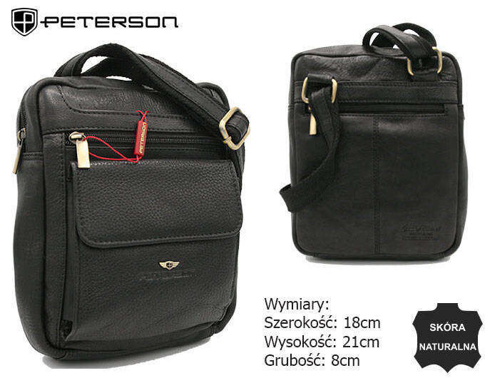 Kožená taška Peterson® černá s kapsami, jedna velikost i523_5903051192722