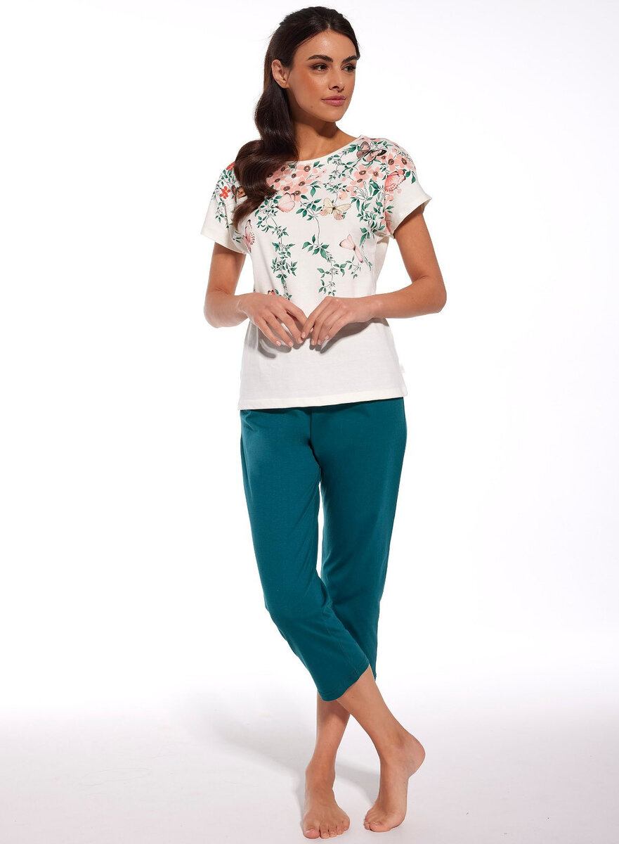 Květinové pyžamo pro ženy Cornette Spring, ecru M i384_85869029