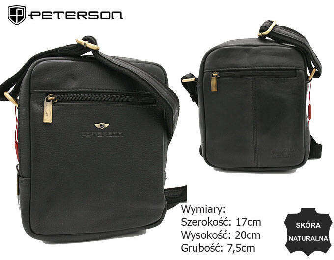 Kožená kabelka Peterson® černá s kapsami, jedna velikost i523_5903051192692