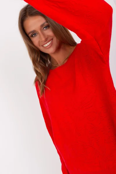 Červený dámský svetr s dlouhými rukávy FPrice