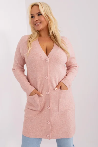 Růžový plus size pletený svetr FPrice