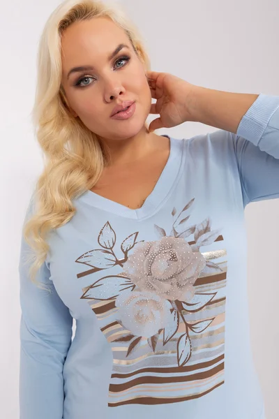 Květinová plus size dámská halenka Modrá Zázrak