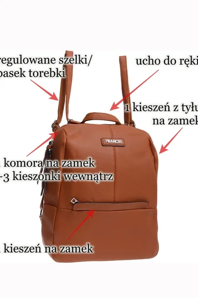 Batoh FPrice Elegantní Světle Hnědý s Zipem