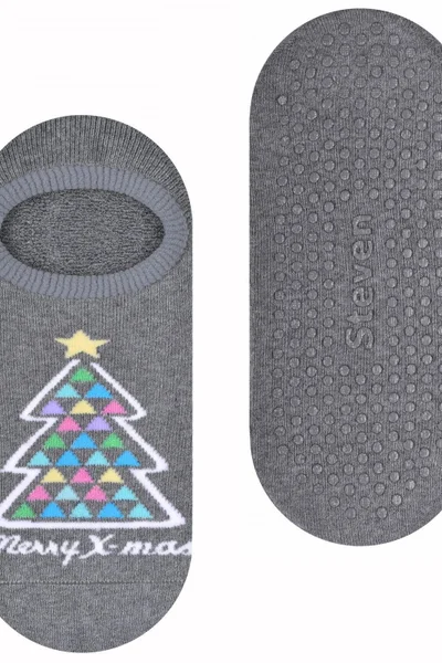 Chlupaté vánoční ponožky Steven - šedé froté