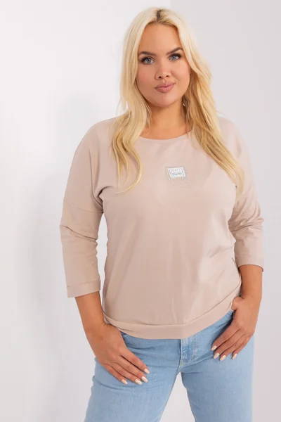 Kamínková plus size béžová dámská halenka FPrice