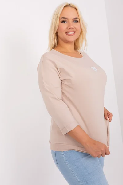 Kamínková plus size béžová dámská halenka FPrice