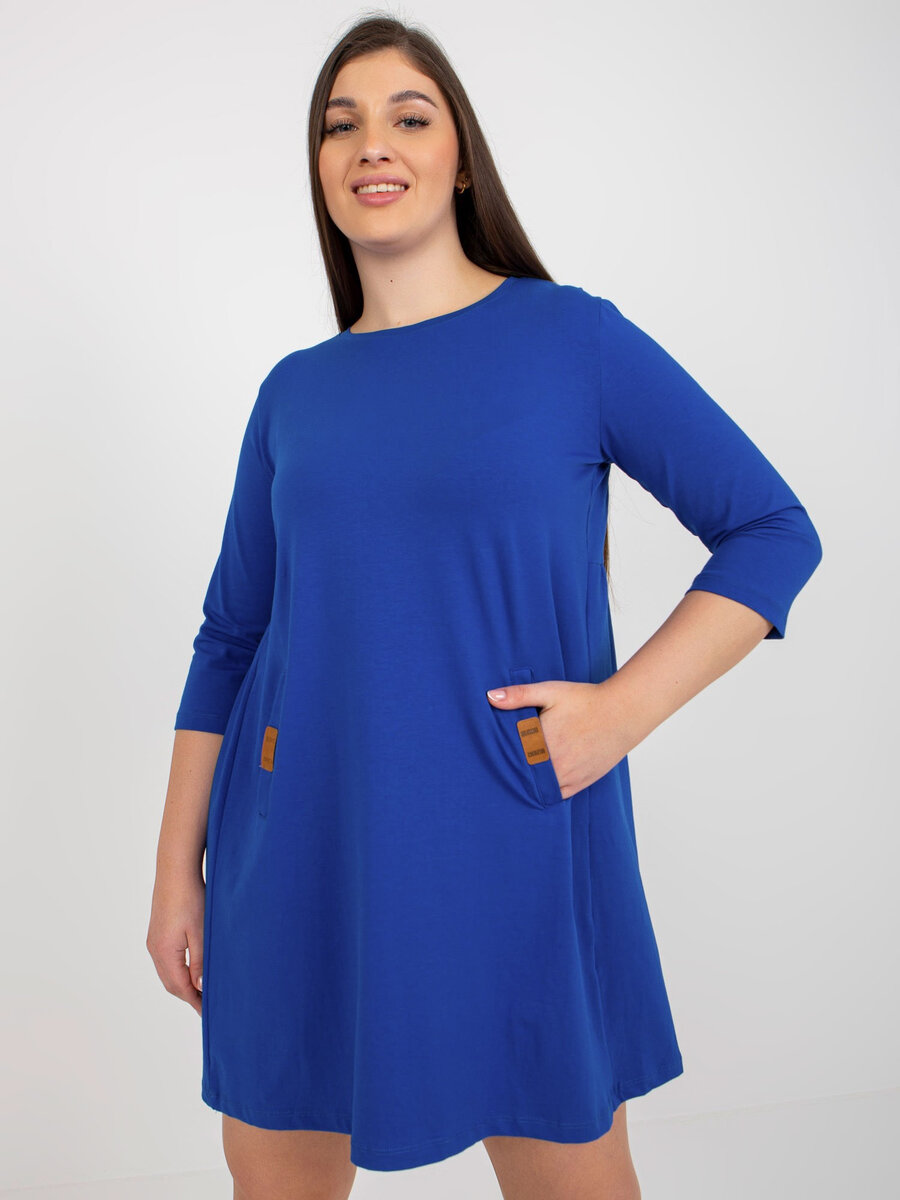 Kobaltové dámské šaty FPrice s 3/4 rukávy, L/XL i523_2016103365111