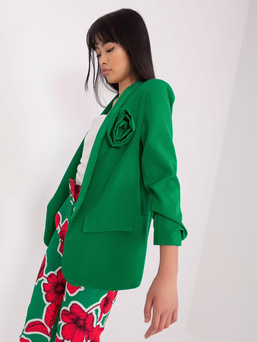 Zelené květinové sako FPrice - Elegantní bunda pro každou příležitost, S i523_2016103413058