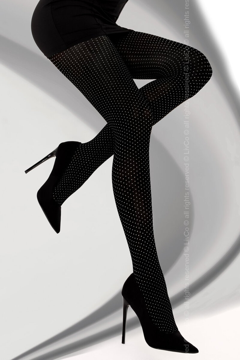 Černé elegantní punčochové kalhoty s tečkami - Livia Corsetti Fashion, 2-S i240_126317_2:2-S