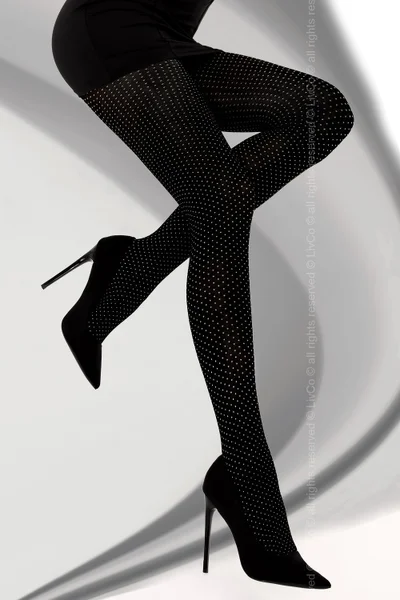 Černé elegantní punčochové kalhoty s tečkami - Livia Corsetti Fashion