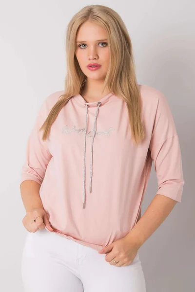 Růžová plus size halenka s kamínky Fashionhunters