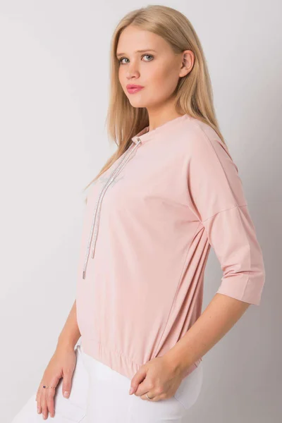 Růžová plus size halenka s kamínky Fashionhunters