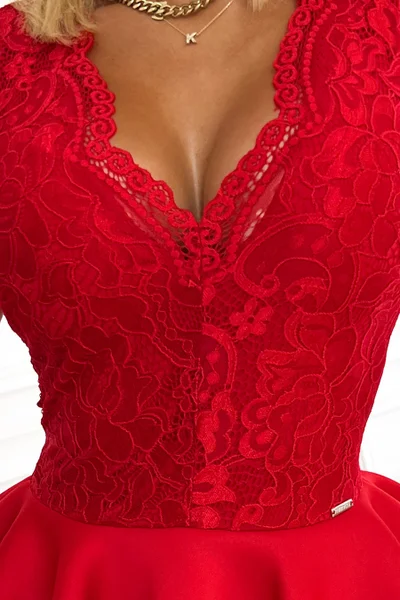 Červené krajkové šaty ZLATA s dvojitou sukní