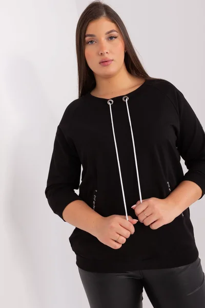 Černá plus size dámská mikina bez kapuce FPrice