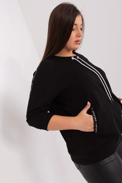 Černá plus size dámská mikina bez kapuce FPrice