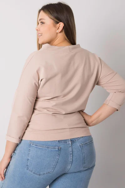 Dámská béžová plus size mikina bez kapuce Fashionhunters