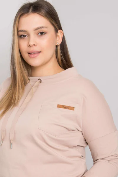 Dámská béžová plus size mikina bez kapuce Fashionhunters