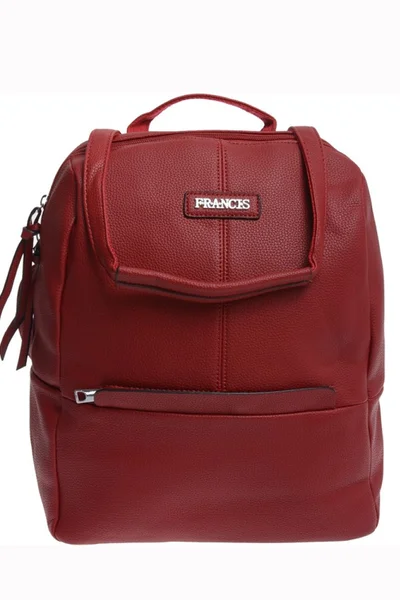 Červený batoh FPrice s mnoha kapsami a zipem