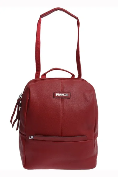 Červený batoh FPrice s mnoha kapsami a zipem