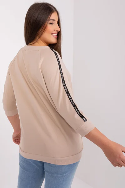 Beige Plus Size Mikina s Kapsami - Ležérní Styl