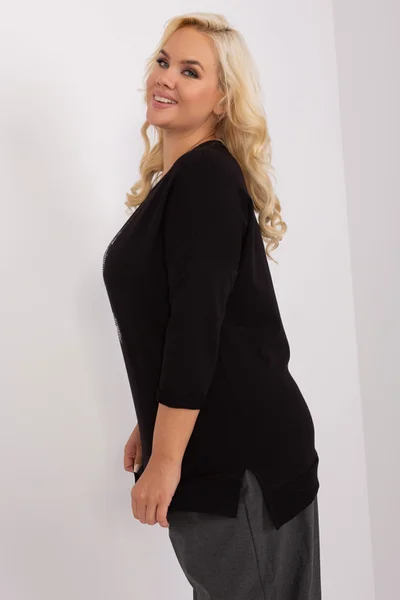 Černá plus size dámská halenka s potiskem - Elegantní kousek pro každý den