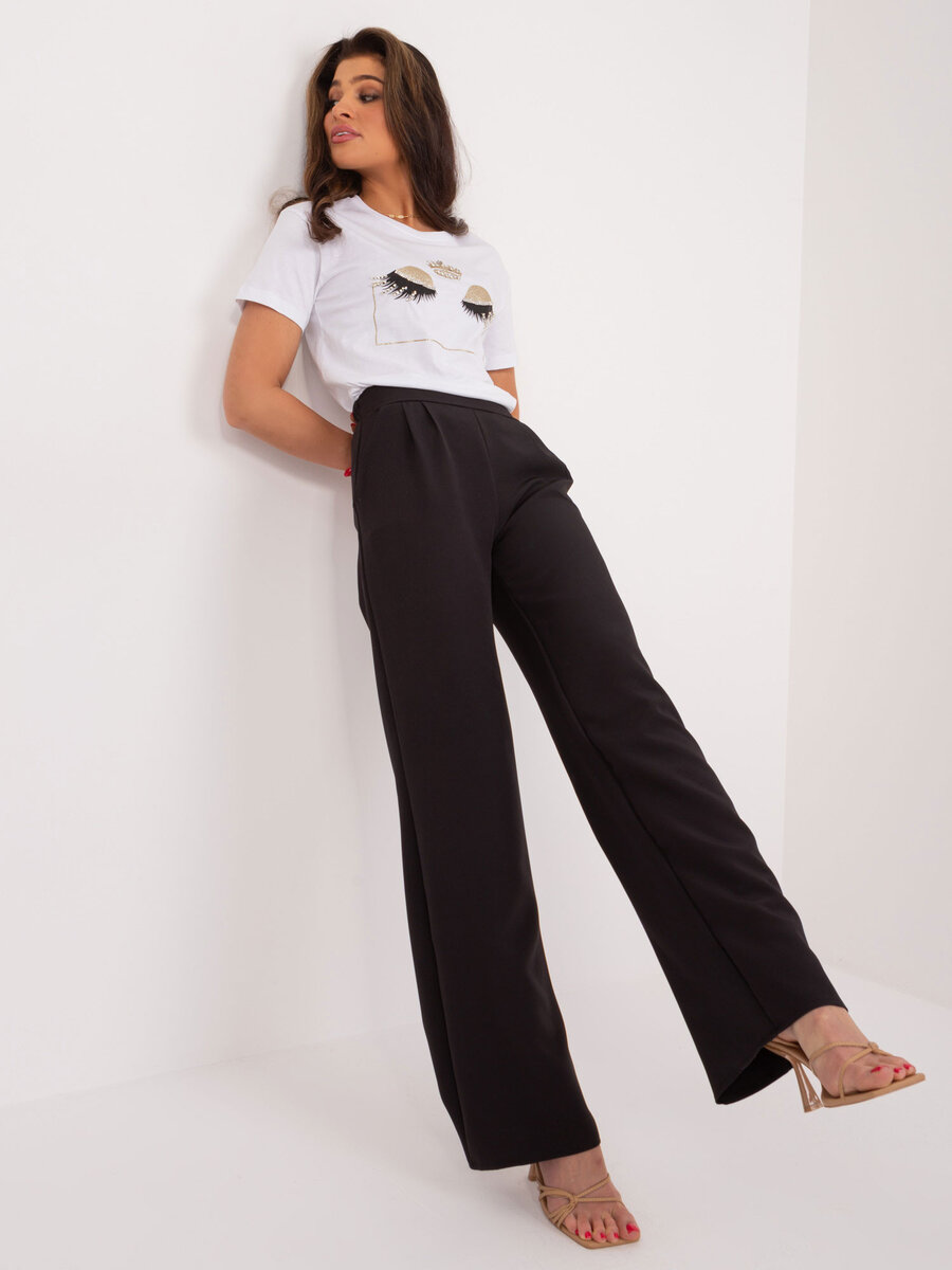 Černé dámské kalhoty FPrice Elegantní řez, XL i523_2016103508174