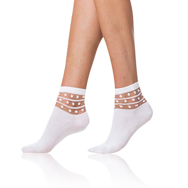 Dámské ponožky s ozdobným lemem TRENDY COTTON SOCKS - BELLINDA - bílá, 39 - 42 i454_BE495921-920-42