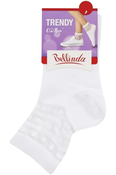 Dámské ponožky s ozdobným lemem TRENDY COTTON SOCKS - BELLINDA - bílá