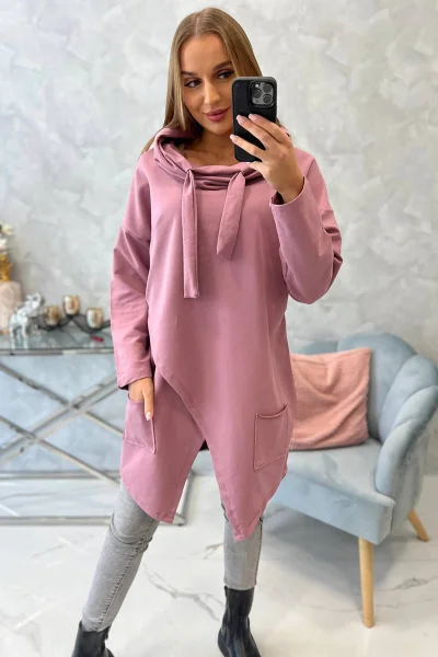 Tmavě růžová oversize tunika s obálkou K-Fashion