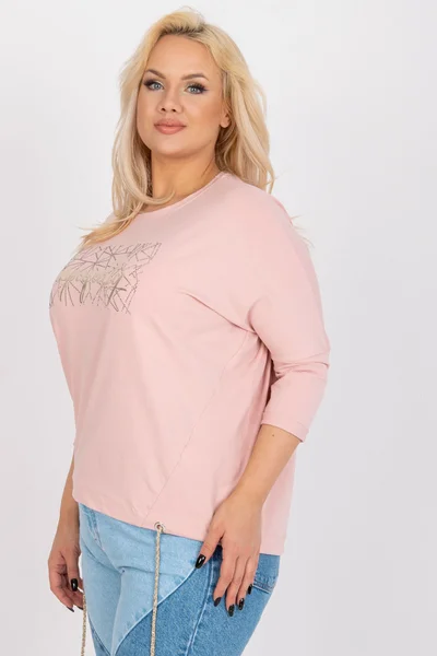 Prašně růžová plus size bavlněná halenka Fashionhunters