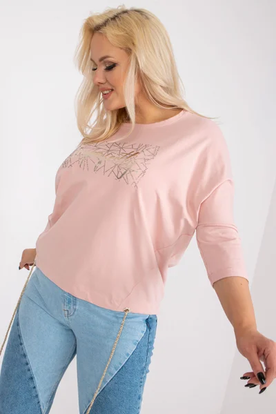 Prašně růžová plus size bavlněná halenka Fashionhunters