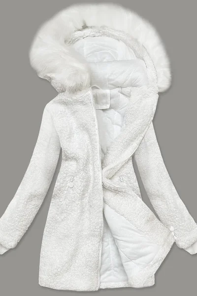 Zimní bílá kapucí bunda pro ženy