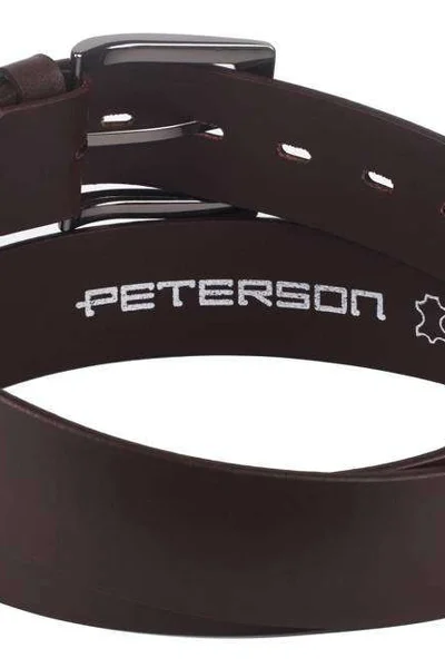 Klasický pánský kožený opasek s logem Peterson