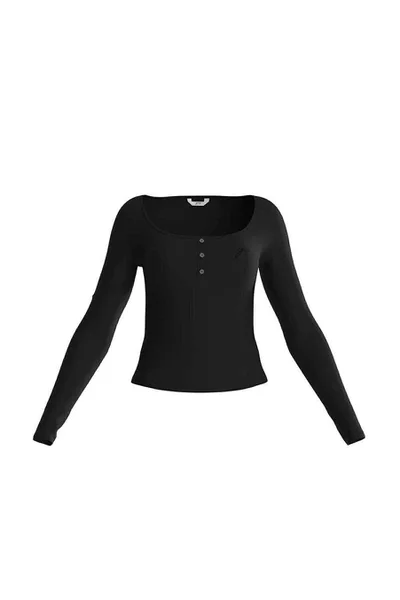 Černé dámské tričko s dlouhým rukávem od Guess - JBLK
