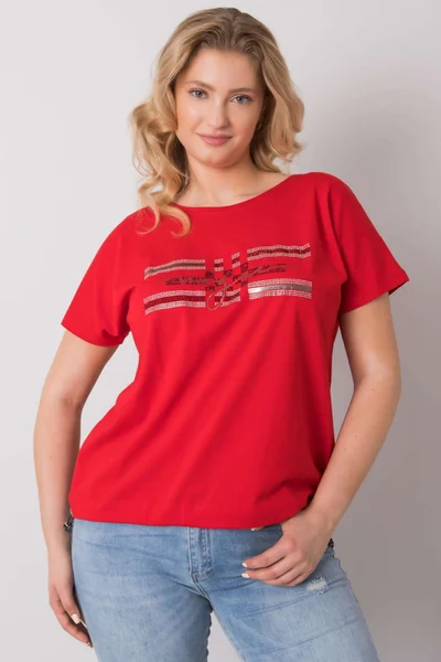 Červené dámské tričko Plus Size FPrice