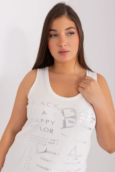 Krémový plus size top s kulatým výstřihem