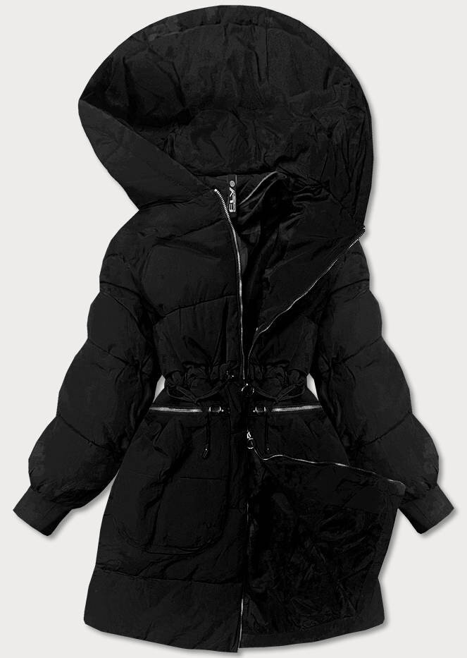Černá bunda pro ženy na zimu s netopýřím střihem, odcienie czerni ONE SIZE i392_18259-50