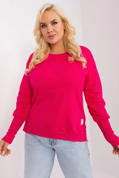 Růžová plus size dámská halenka s kulatým výstřihem