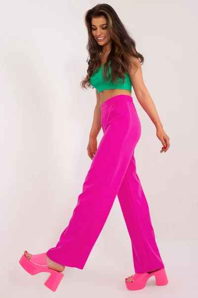 Růžové dámské kalhoty FPrice v barvě fuchsie