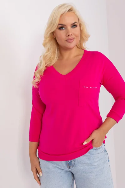 Růžová pruhovaná dámská halenka plus size