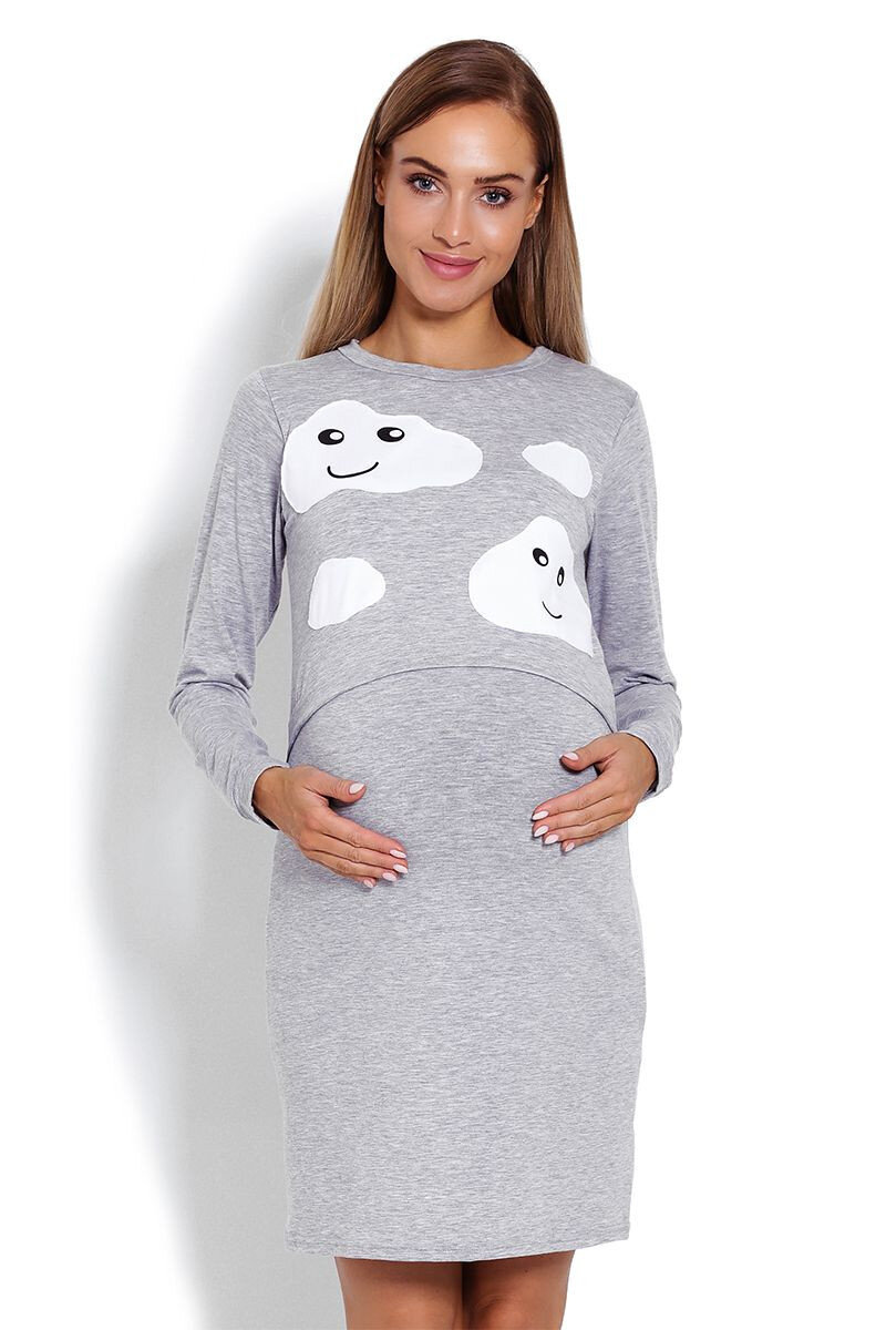 Dámská těhotenská noční košile S89 - PeeKaBoo, šedá s bílou L/XL i10_P48047_1:1153_2:117_