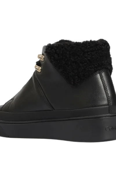 Černé kožené dámské boty Calvin Klein Hi Top