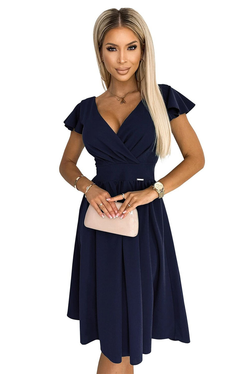 Modré psaníčkové šaty MATILDE - Numoco, tmavě modrá XL i41_9999931455_2:tmavě modrá_3:XL_