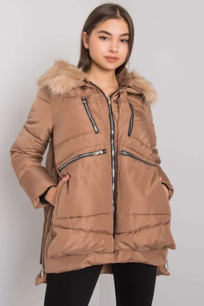 Velbloudí bunda na zimu s kožešinou pro ženy od NM