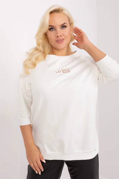 Ecru Plus Size Dámská Halenka s Nápisem - Velikost One - FPrice