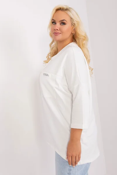 Krémová plus size dámská halenka s kalhotami